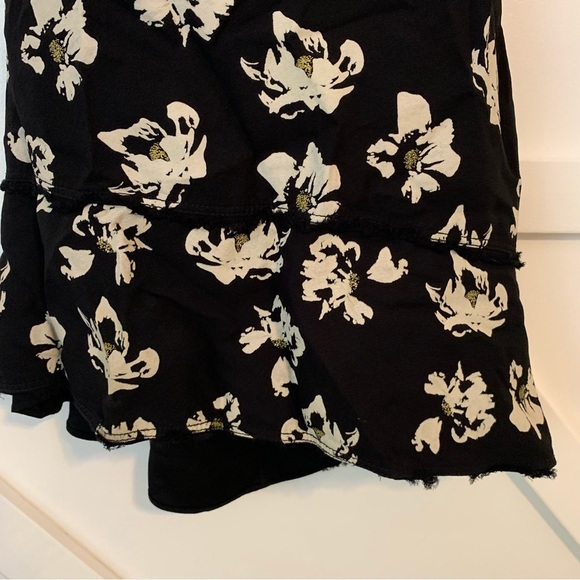 Proenza Schouler Short Sleeve Floral Printed Raw Hem Mini Dress Black Sz 6 - Picture 5 of 13